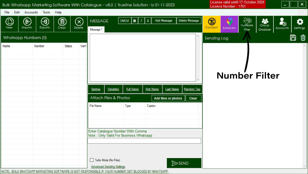 Bulk Whatsapp Catalogue Software With Number filter Feature
